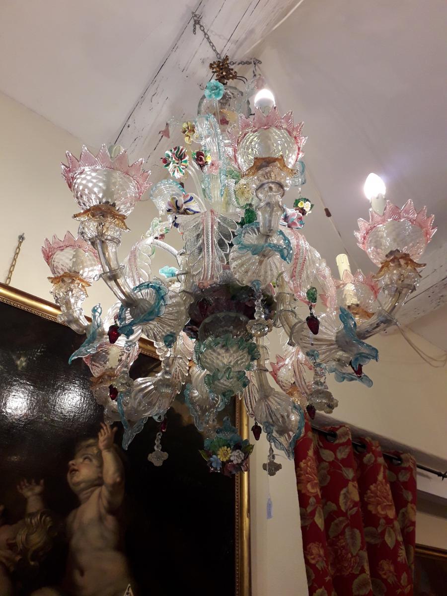 Lustre verre de  Murano, Venise, 8 feux-photo-4