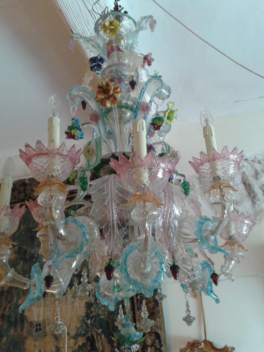 Lustre verre de  Murano, Venise, 8 feux-photo-3