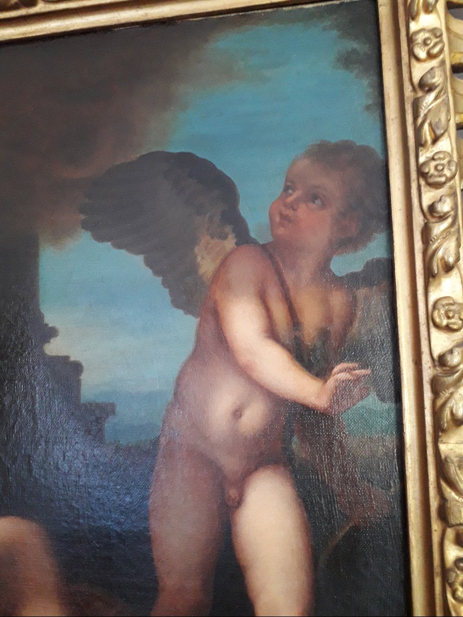 Danaé (Scuola del Tiziano) olio su tela cornice coeva-photo-7