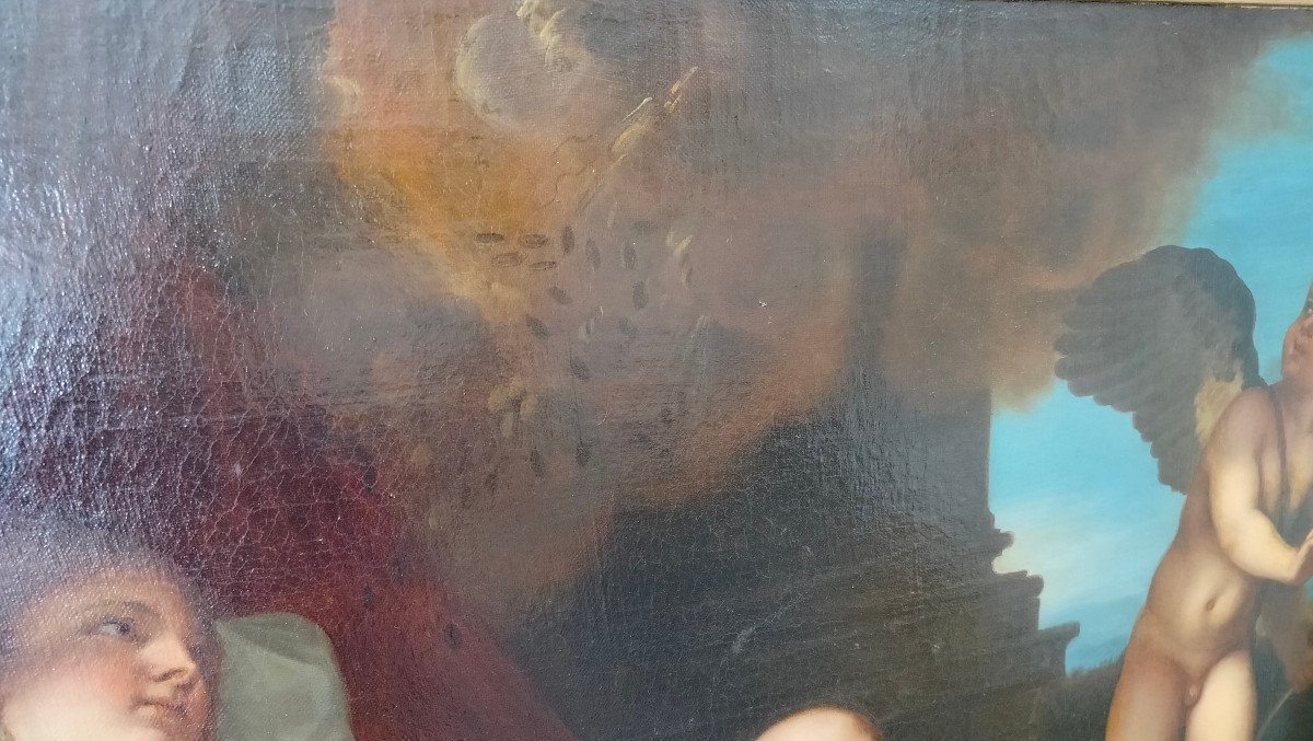 Danaé (Scuola del Tiziano) olio su tela cornice coeva-photo-3