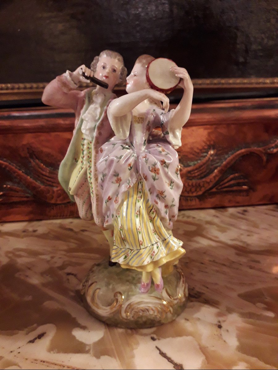 STATUINA  in porcellana '' I Musicisti '' SAXE fine 1800-photo-2