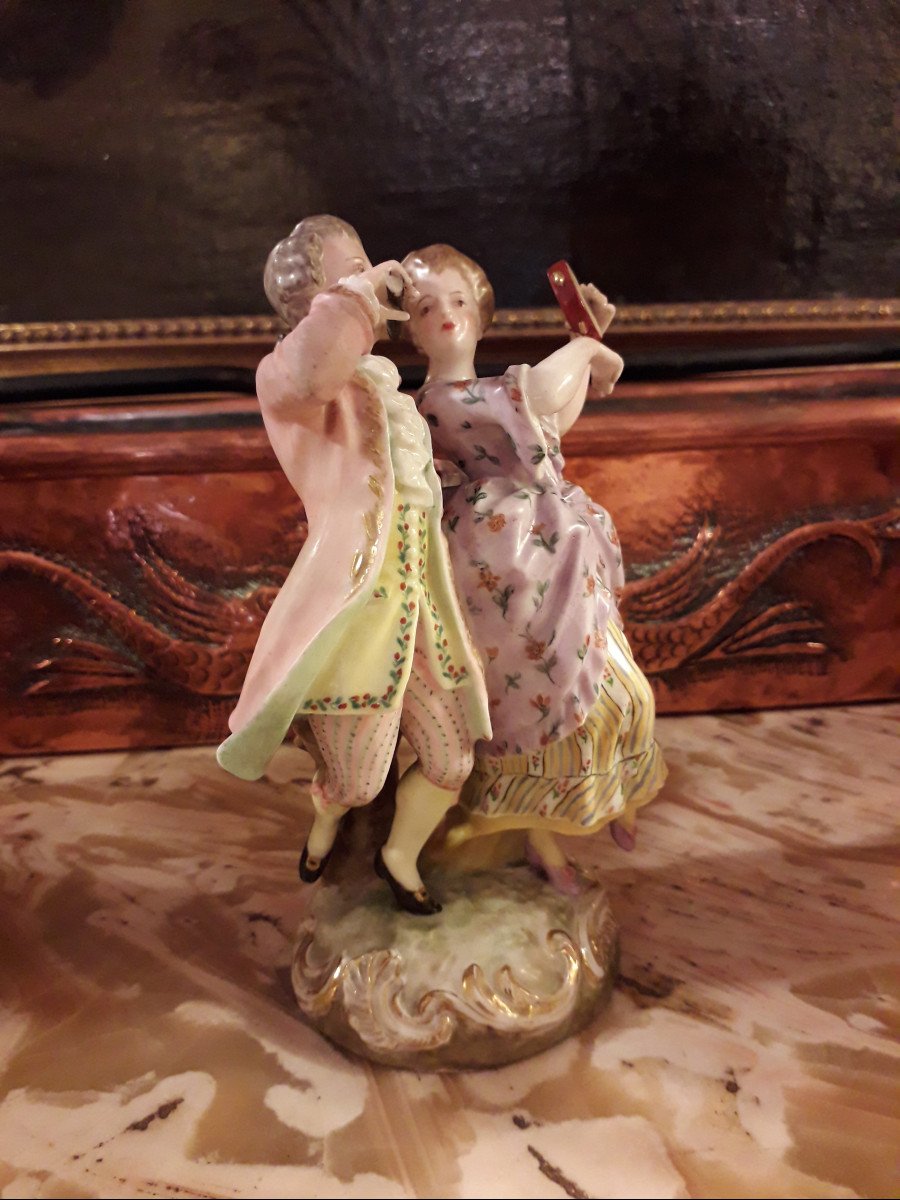 STATUINA  in porcellana '' I Musicisti '' SAXE fine 1800-photo-4