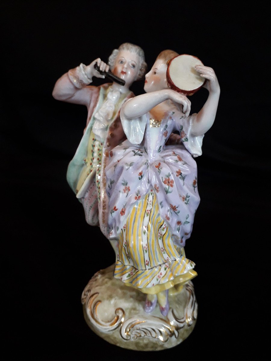 STATUINA  in porcellana '' I Musicisti '' SAXE fine 1800-photo-4