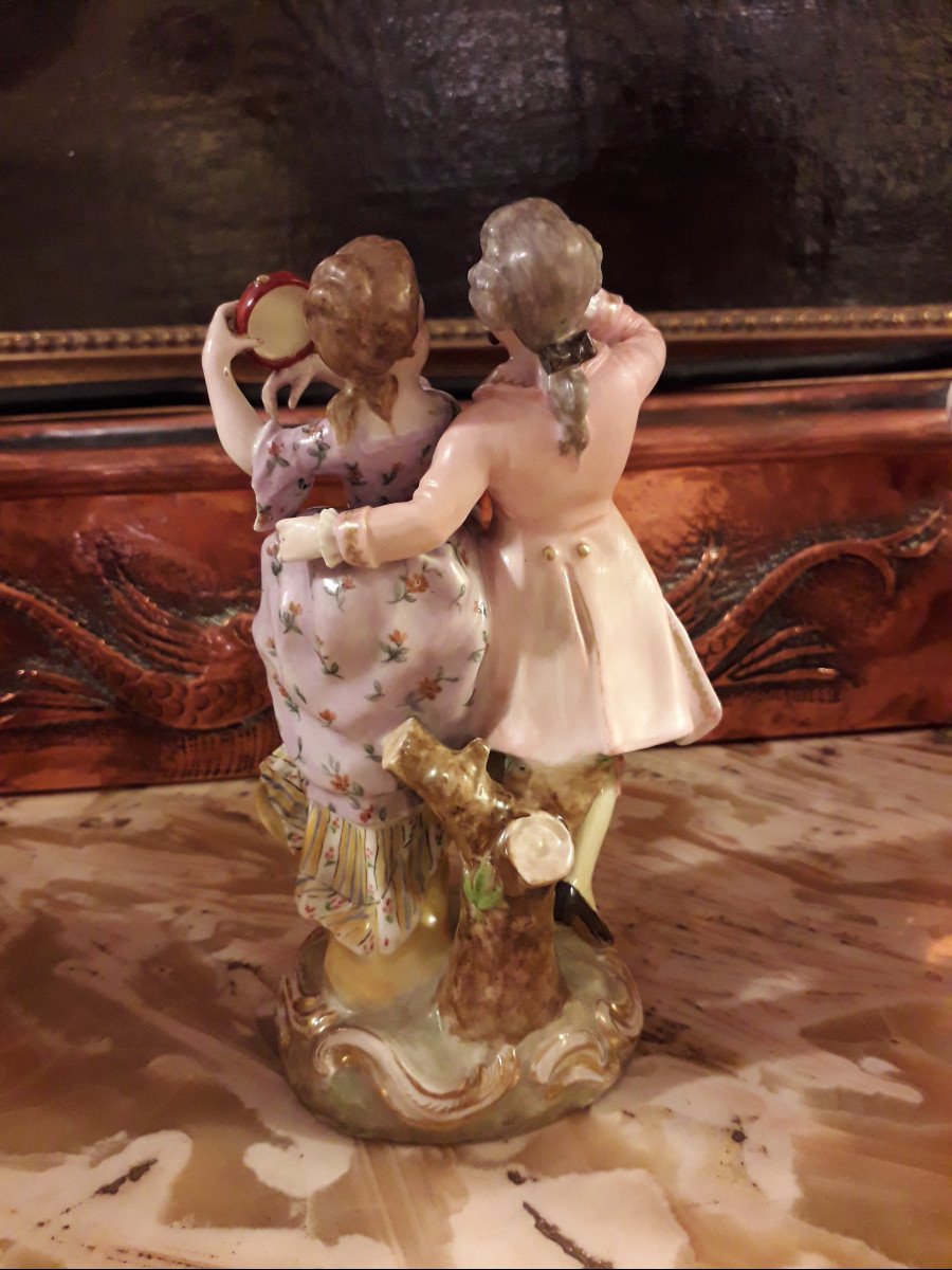 STATUINA  in porcellana '' I Musicisti '' SAXE fine 1800-photo-1