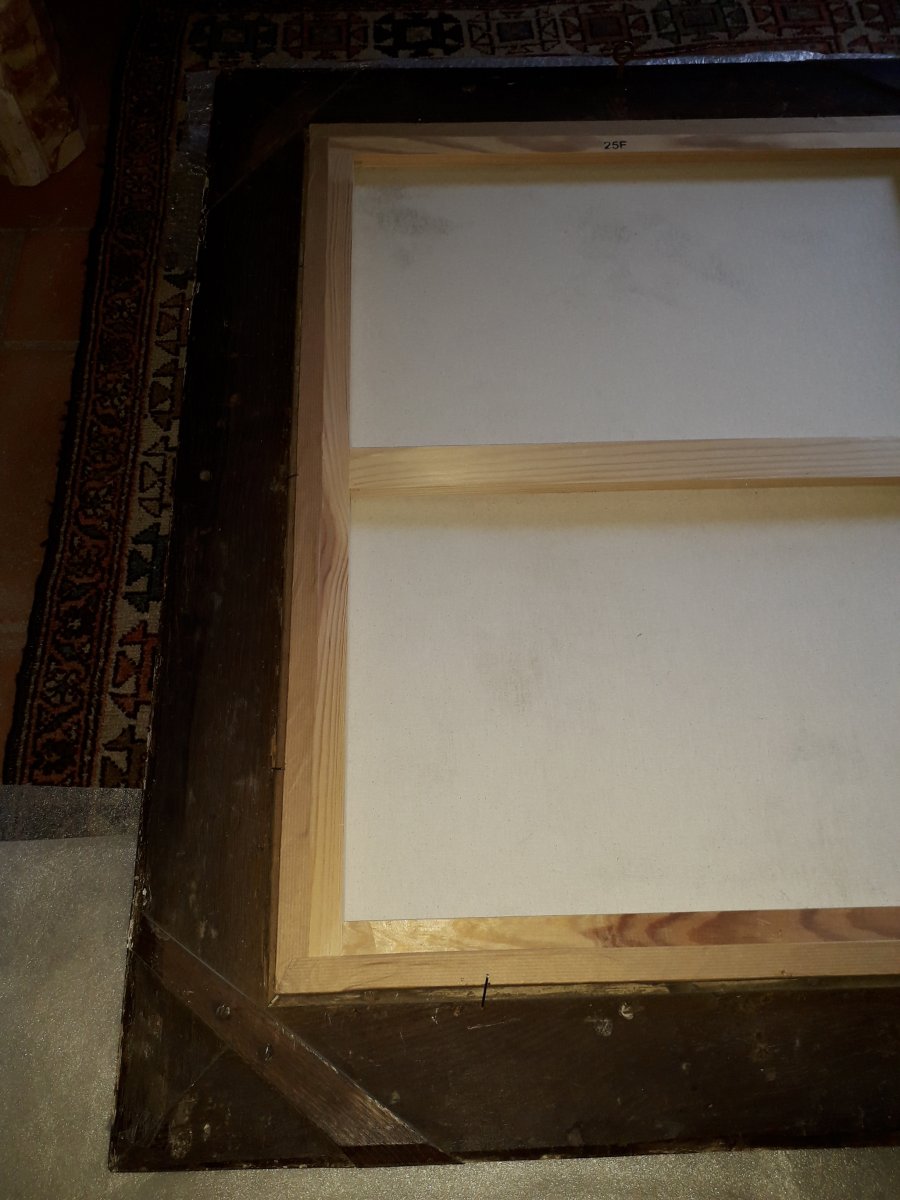 Nobildonna - olio su tela XVIII secolo - cornice XIV secolo-photo-5