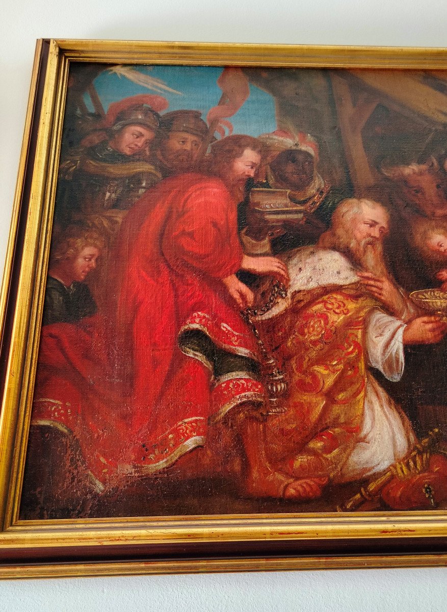 L' Adorazione dei Magi  Olio su tela del XVII Secolo-photo-4