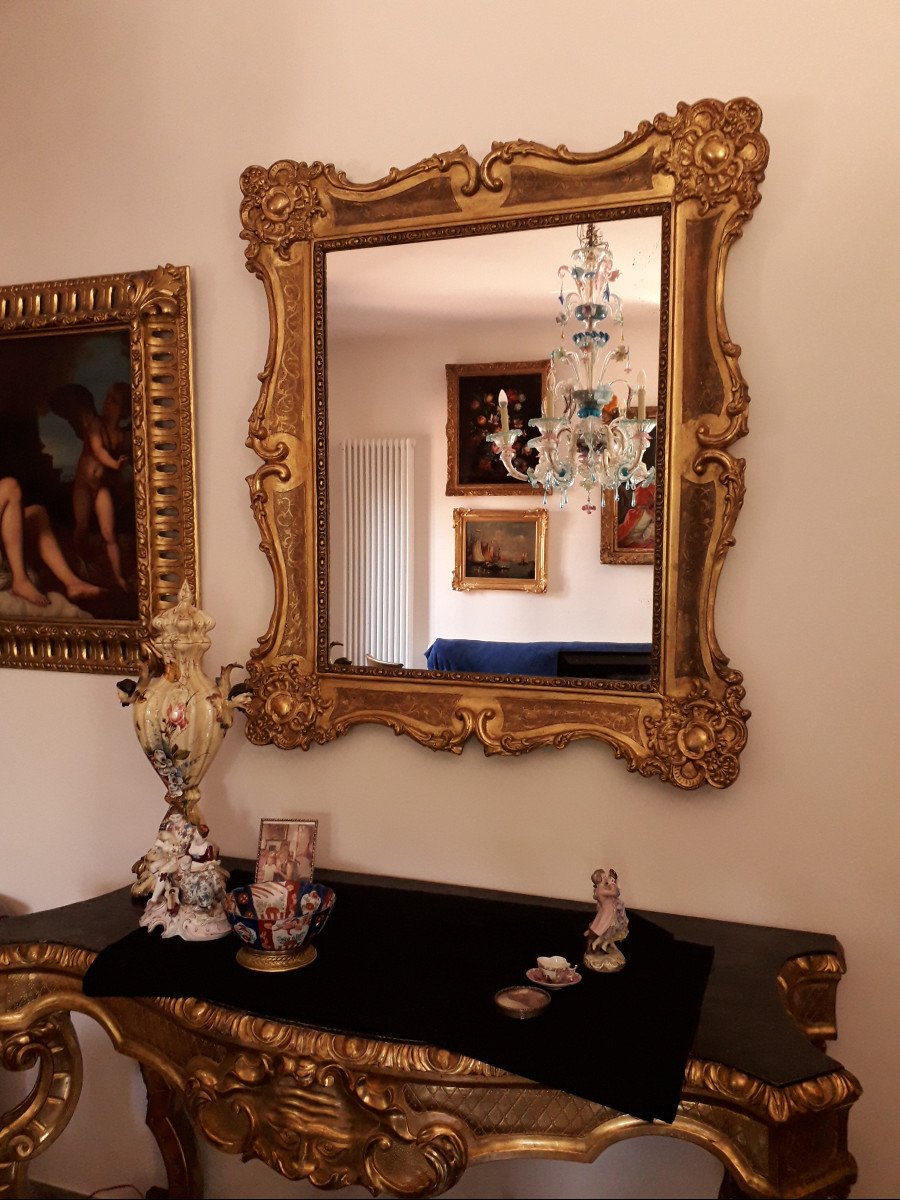 Specchio Venezia XVIII s. Foglia Oro-photo-3