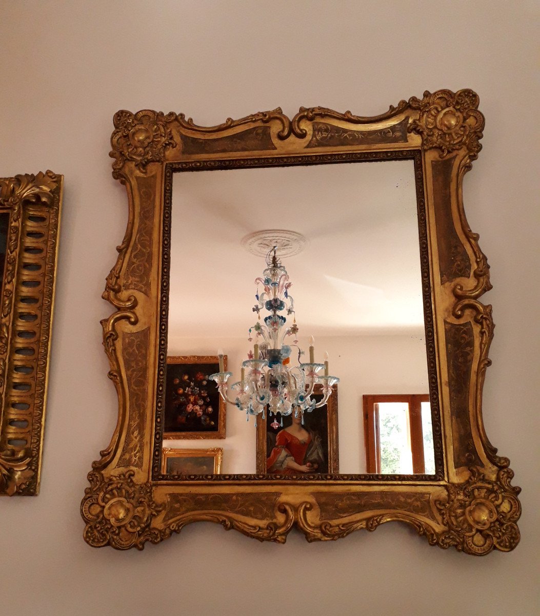 Specchio Venezia XVIII s. Foglia Oro-photo-3
