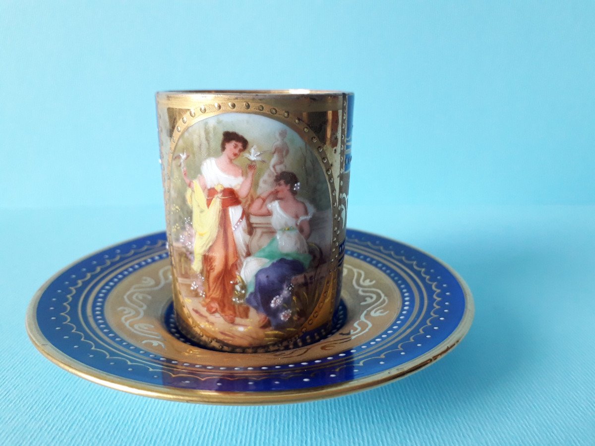 Coppia di tazzine - Porcellana di Vienna 1800-photo-2