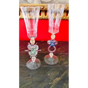 Bicchieri in vetro soffiato di Murano
