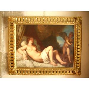 Danaé (Scuola del Tiziano) olio su tela cornice coeva