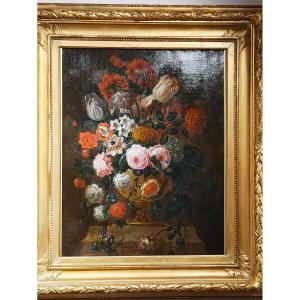 Jean-baptiste Monnoyer 17th Century Flowers In A Vase 