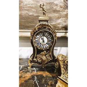 18th-century Boulle Console Clock, Pierre Philippe Barat, Circa 1740, Louis XV Period