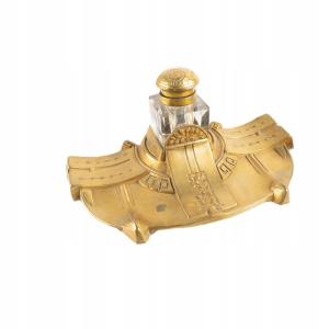 Art Nouveau Inkwell With Geometric And Floral Decoration, Circa 1910