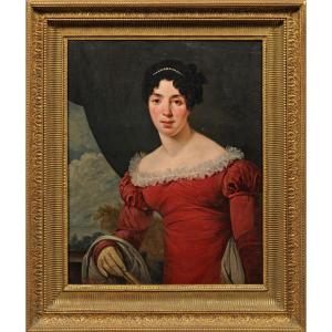 Portrait Of A Young Woman In A Red Dress, 19th Century, Circa 1820-1830, From The K Manor