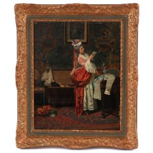 Young Girl In The Dressing Room By Paolo Mei, 1872, 19th Century