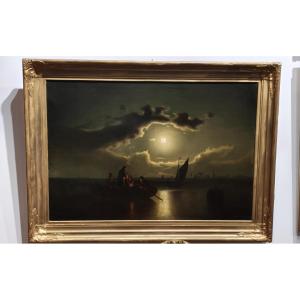 Mr. Dohmen, Düsseldorf, Night On The River, 19th Century, Circa 1860