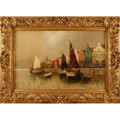 Small Town Of Holand, Hans Wagner 1866 - 1940, Beautiful !!!