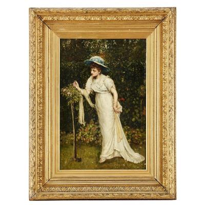 Lady In A Rose Garden, 19th Century Belle
