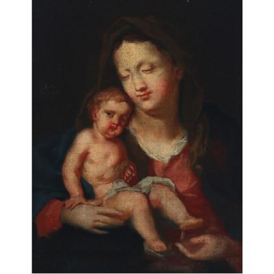 Table Madonna With A Child, Flamanda XVII / XVIII Century Belle