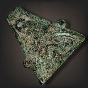 Medieval Merovingian Bronze Plaque Depicting Snakes, Bigot Collection