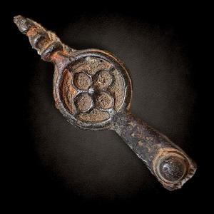 Fragment Medieval Bronze Quatrefoil Pendant, Bigot Collection