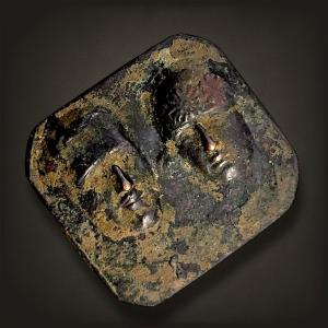 Roman Button Representing Two Legionnaires/heroes.