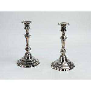 Pair Of Louis XV Style Silver-plated Candlesticks