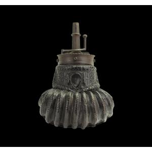 Italian Powder Flask Made Of "boiled Leather" Rope