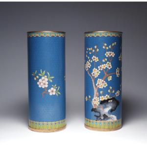  A Pair Of Chinese Cloisonné Enamel Brush Pots.