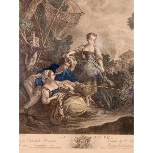 After François Boucher Pair Of 18th Century French Hand-coloured Engravings