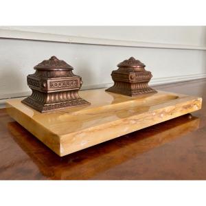 French Gilt Bronze Inkwell