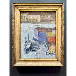 Impressionist Style Oil Painting Depicting The Port Of Porto.