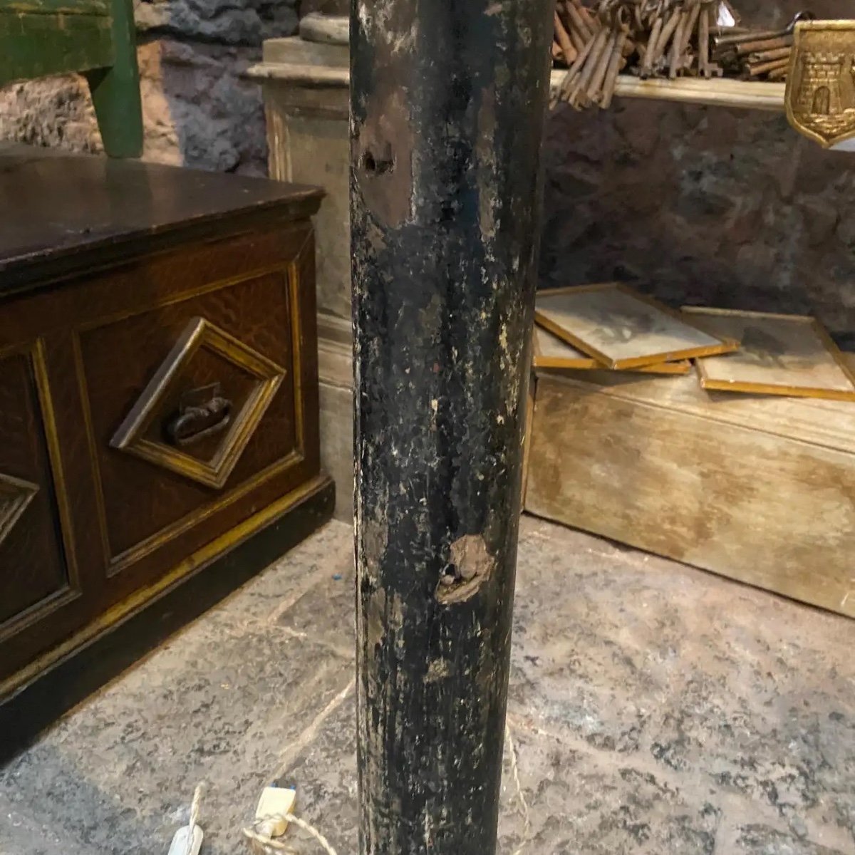 XVIII Secolo, Torciere siciliane in legno trasformate in lampada da terra-photo-3
