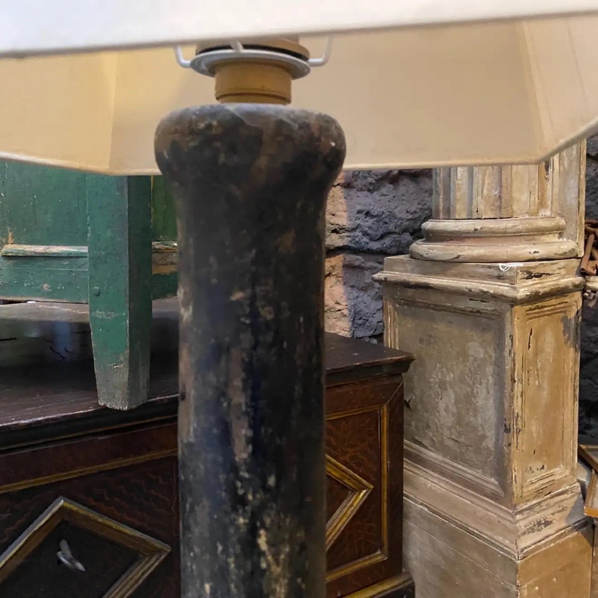 XVIII Secolo, Torciere siciliane in legno trasformate in lampada da terra-photo-4