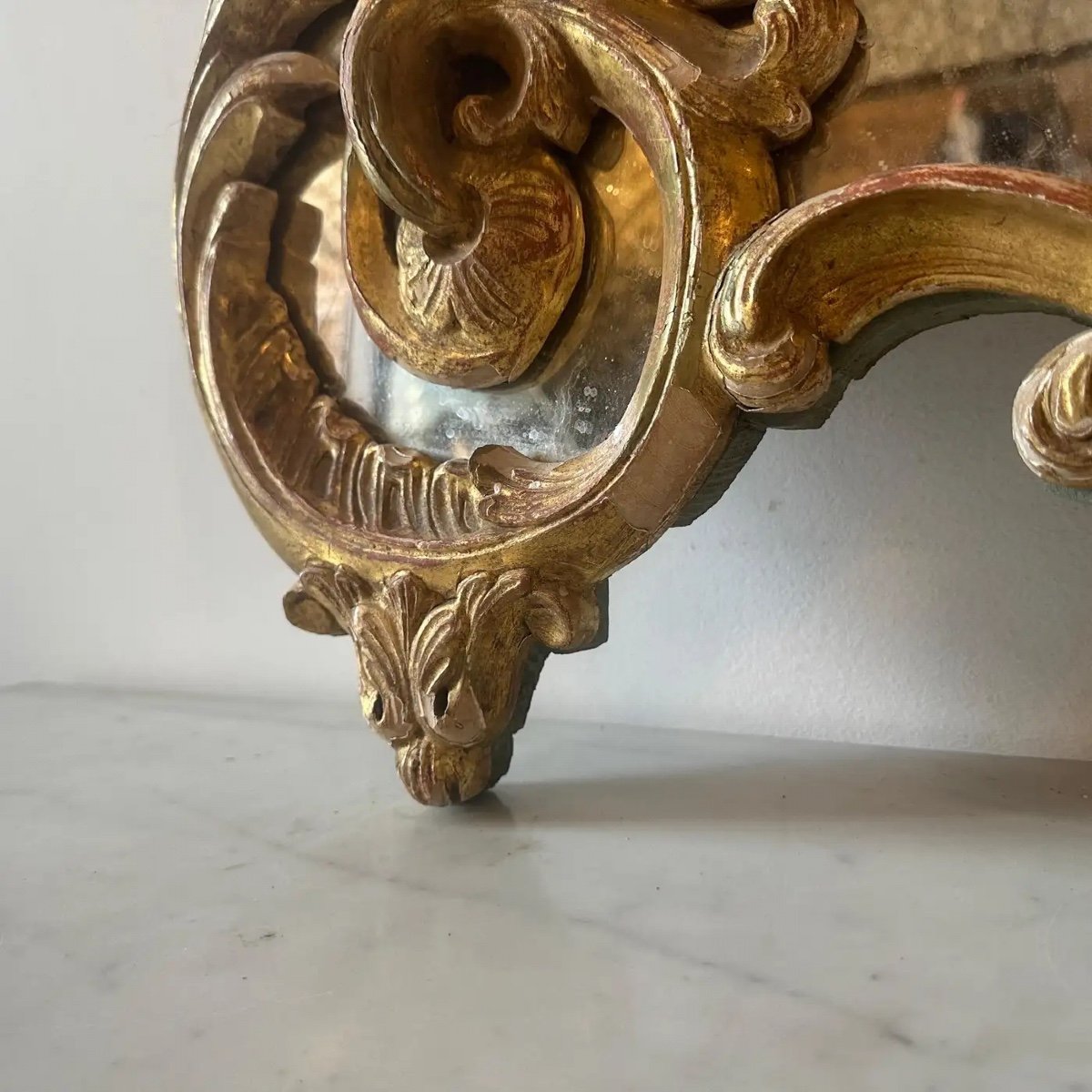 Specchio da parete italiano Luigi Filippo in legno dorato della fine del XIX secolo-photo-1