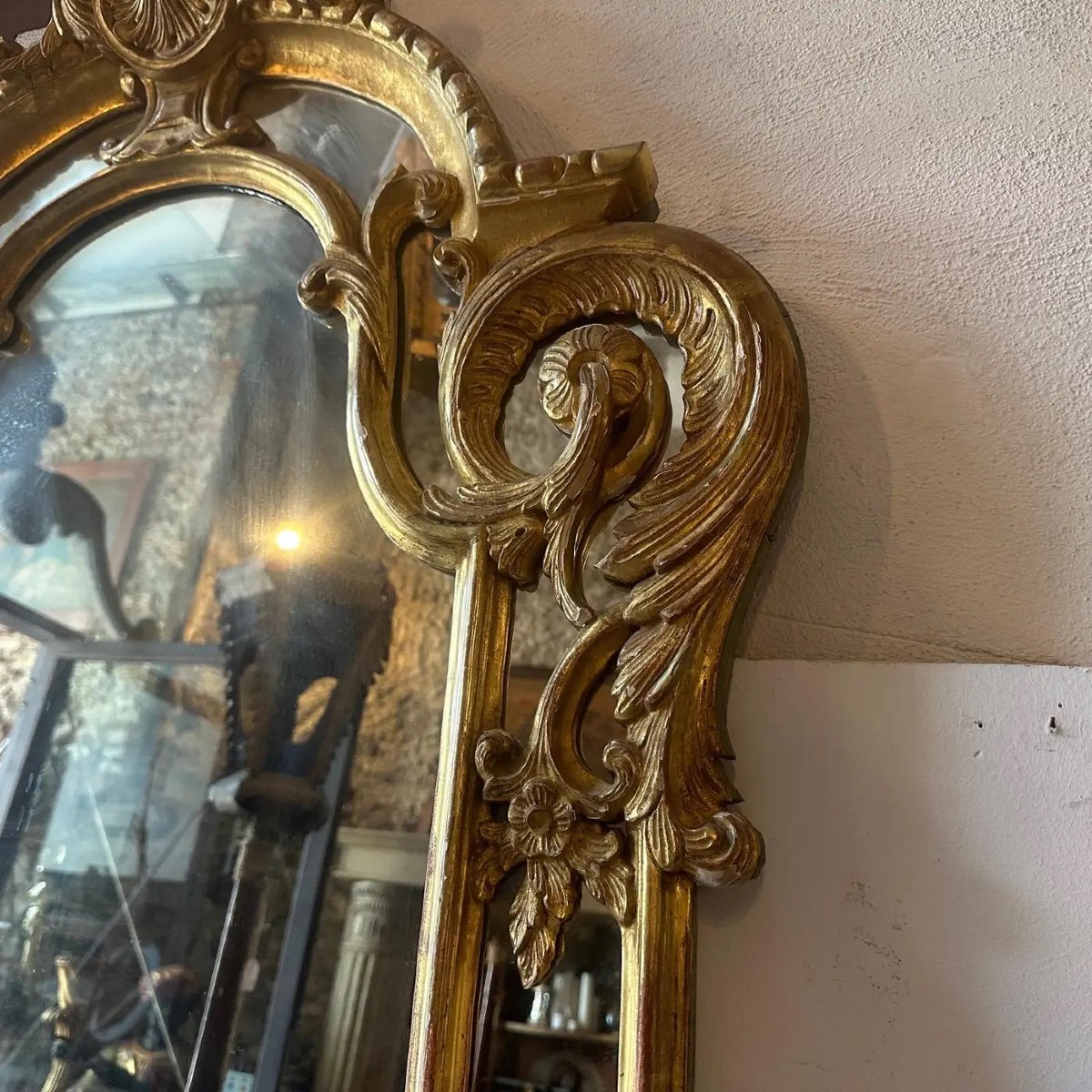 Specchio da parete italiano Luigi Filippo in legno dorato della fine del XIX secolo-photo-7