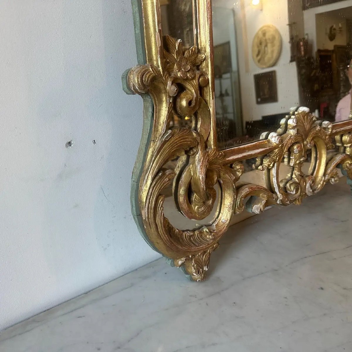 Specchio da parete italiano Luigi Filippo in legno dorato della fine del XIX secolo-photo-8