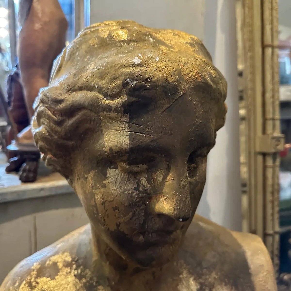 Busto siciliano in gesso dorato del 1950 di Vener di Milo-photo-2