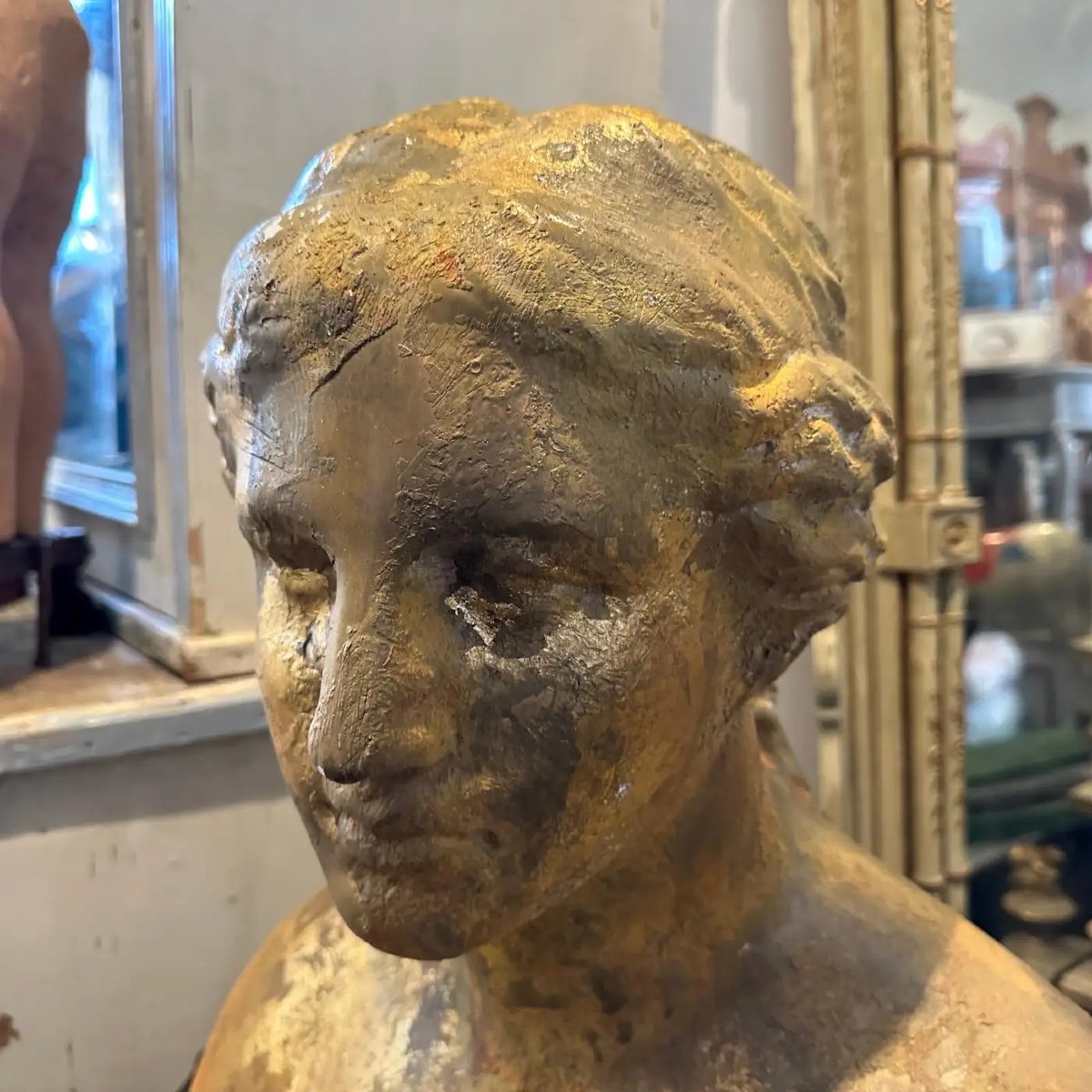 Busto siciliano in gesso dorato del 1950 di Vener di Milo-photo-4