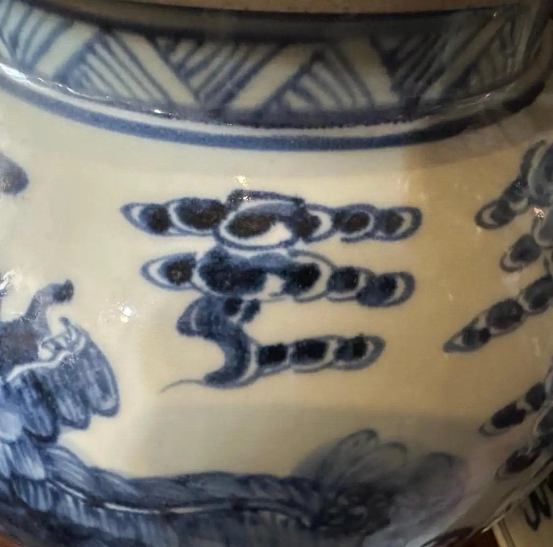 Barattoli  cinesi  per zenzero in ceramica bianca e blu della metà del XX secolo-photo-6