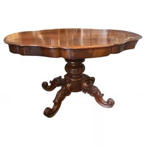 Tavolino siciliano a forma di guscio di tartaruga  in  mogano del 1880 stile Louis Philippe
