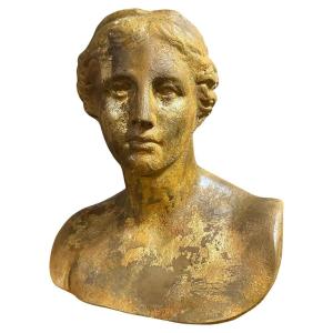 Busto siciliano in gesso dorato del 1950 di Vener di Milo