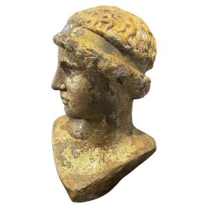 Busto neoclassico in gesso patinato oro degli anni '50 di Atena