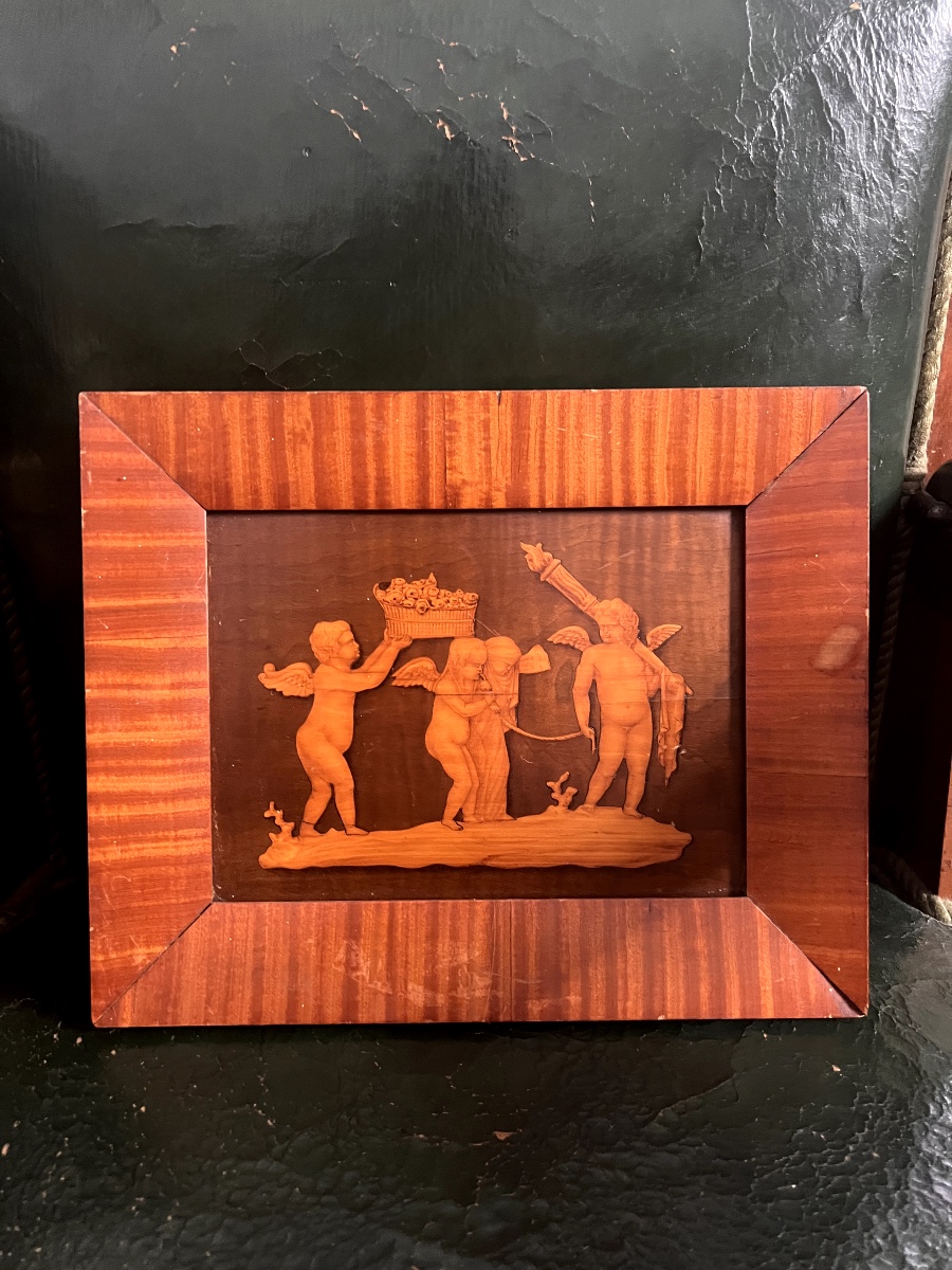 tarsia lignea con figure di putti -photo-2