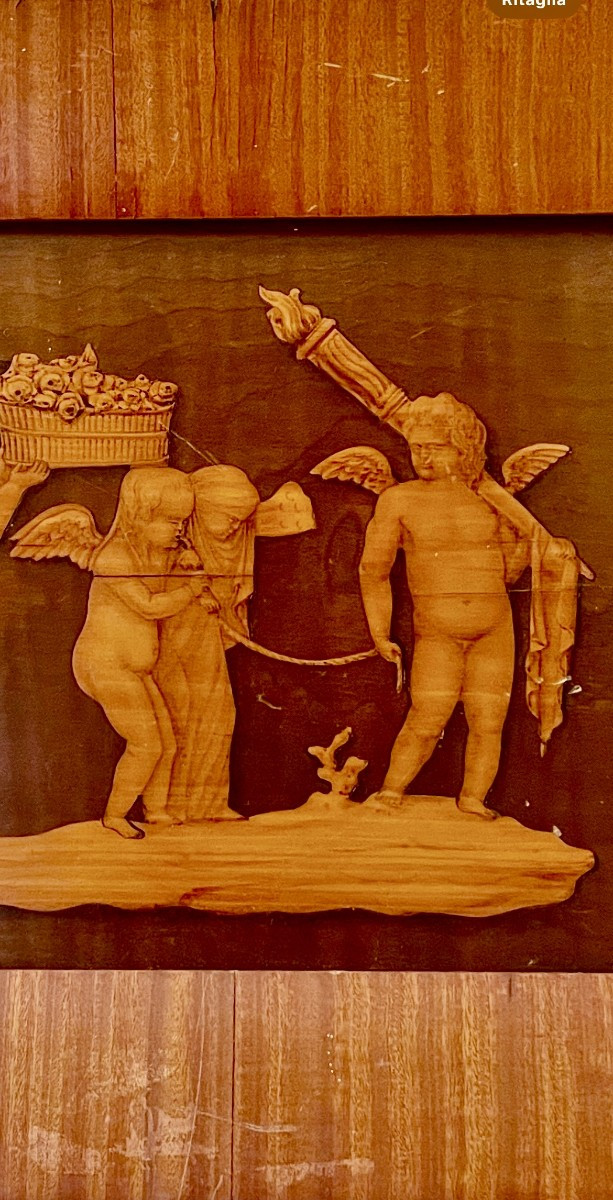 Tarsia lignea con figure di putti -photo-4