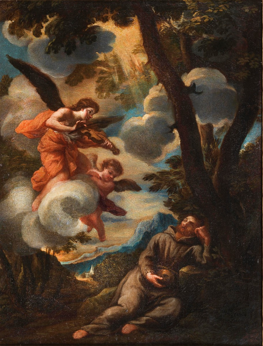 dipinto raffigurante l'estasi di San Francesco. copia dal Cavalier Borgognone -photo-2