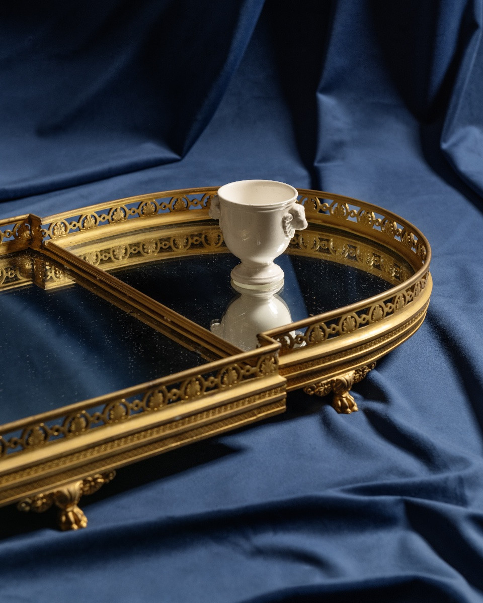 Surtout de Table in bronzo dorato e fondo a specchio  XIX-XX Secolo -photo-2