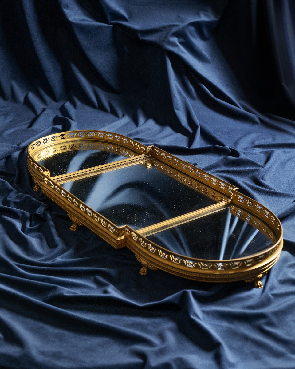 Surtout de Table in bronzo dorato e fondo a specchio  XIX-XX Secolo -photo-3