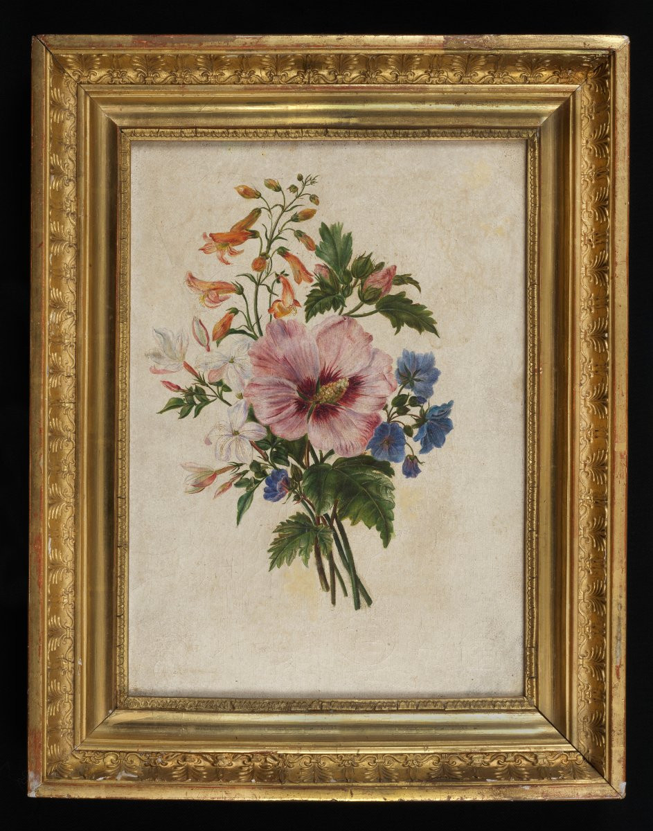 Pierre Étienne Remilleux (Vienne 1811, Lione 1856) Un mazzo di fiori Olio su tela, cm 43 × 34 -photo-3